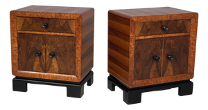 Italian Art Deco Bedside Table in Wood and Black Wood, 1930s, Set of 2