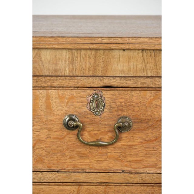 Large Antique English Blonde Oak Chest of Drawers with Gilt Elements, 18th Century For Sale - Image 9 of 14