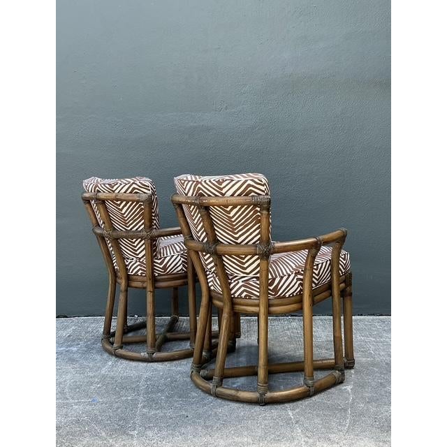 Vintage McGuire Rattan Lounge Chairs in Quadrille Alan Campbell “Zig Zag” - A Pair For Sale - Image 10 of 12