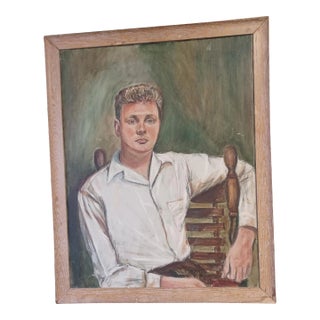 Vintage Framed Oil Painting of a Seated Gentleman For Sale
