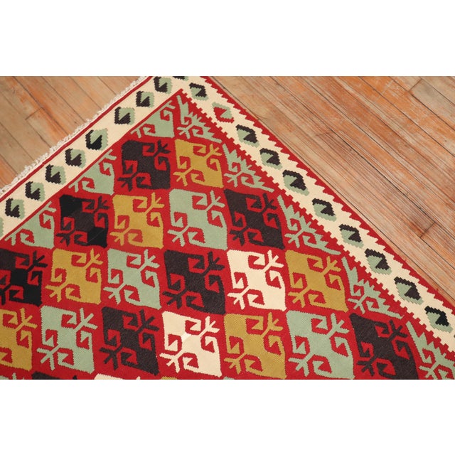 Mid 20th Century Geometric Turkish Kilim - 3'6" x 5'6" For Sale - Image 13 of 18