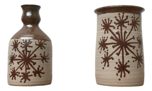 Mid-Century Danish Ceramic Bottle and Vase from Ebeltoft Pottery, Denmark, 1960s, Set of 2