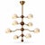 8 Light Brass Dome Chandelier, Mid Century Tiered Pendant Light, Cream Shade Ceiling Fixture, Sculptural Dining Room Lighting For Sale - Image 9 of 9