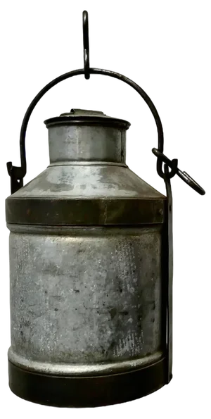 Large Galvanised Metal Milk Churn with Iron Strapping, 1890s