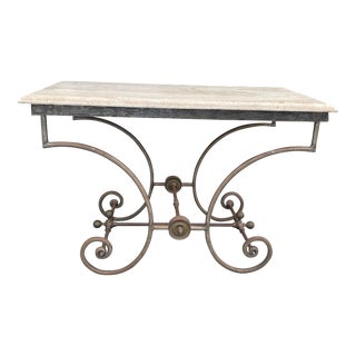 Early 20th Century Metal and Travertine Pastry Table For Sale