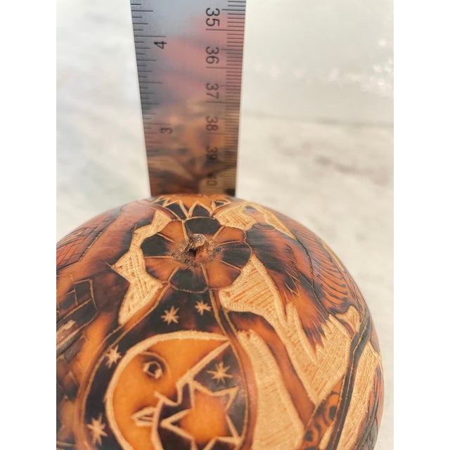 Wood Peruvian Mates Burilados Folk Art Gourd For Sale - Image 7 of 8