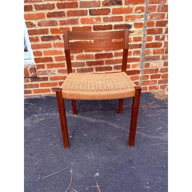 Set of 3 Mid Century Danish Niels O. Møller Teak Ropped Seat Dining Chairs . For Sale - Image 14 of 15