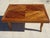 Sturdy 1950s walnut table. Herringbone marquetry top on a solid walnut frame: tabletop edge, legs, and apron. Sycamore...