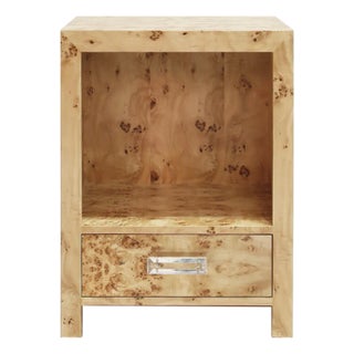 Matthew Izzo Home Winnie Burlwood One Drawer Side Table With For Sale