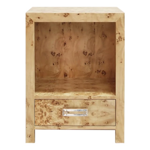 Matthew Izzo Home Winnie Burlwood One Drawer Side Table With For Sale