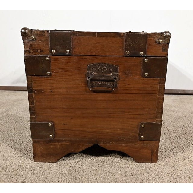 Naval Trunk in Teak, Late 19th Century For Sale - Image 11 of 18