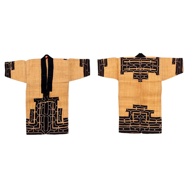 Rare Antique Japanese Ainu Robe Hokkaido Elm Fibers with Appliqué Embroidery For Sale - Image 10 of 16