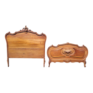 Antique Louis French Walnut Headboard and Footboard