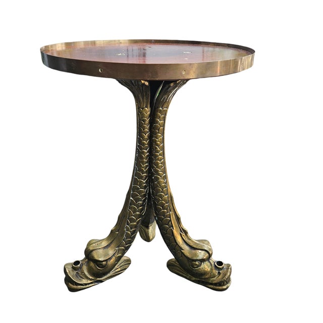 Rare Antique Nautical Ships Table W Bronze Dolphin Base sold as found previously owned showing normal signs of previous...