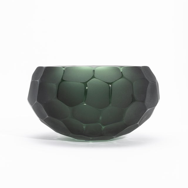 Hand-Blown Modern Murano Bowl in Eucalyptus Green—an exquisite creation crafted by the best Venetian glass masters, this...