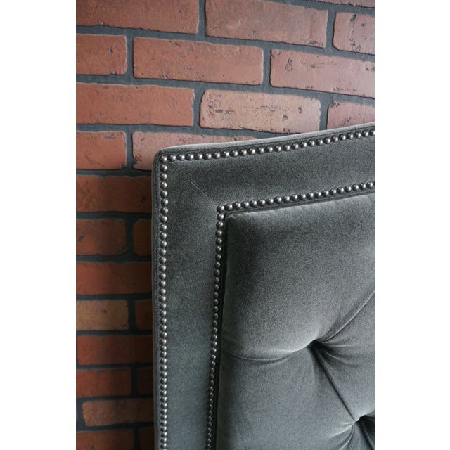 Ethan Allen Ethan Allen Upholstered Tufted Headboard Platform King Bed For Sale - Image 4 of 9