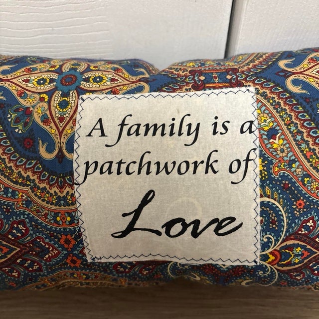 Pack of 3 Blue Paisley Pillows Handmade For Sale - Image 6 of 6