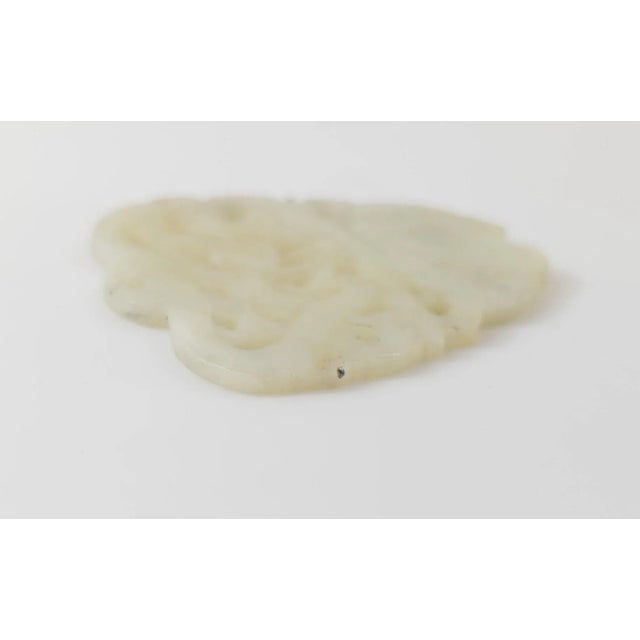 Early 20th Century 20th Century Chinese Carved Celadon Gray Nephrite Jade Pendant Plaque For Sale - Image 5 of 9