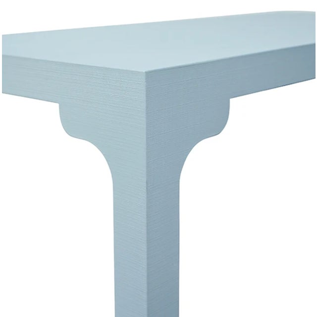 Not Yet Made - Made To Order Matthew Izzo Home Kendall Light Blue Linen Parson Style Coffee Table For Sale - Image 5 of 9