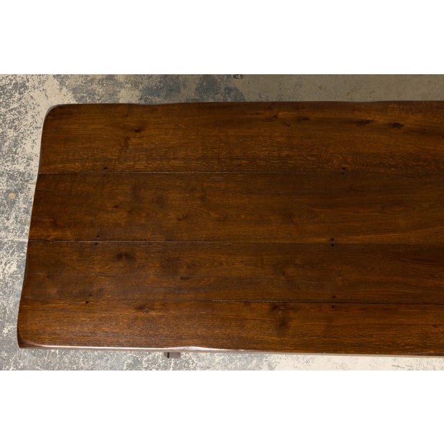 Late 19th Century 19th Century Spanish Oak Refectory Table With Monumental Trestle Base For Sale - Image 5 of 18
