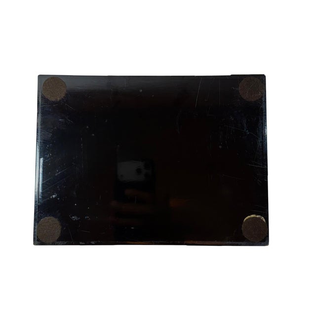 Mid 20th Century American Black Lacquer Box With Brass Inlay For Sale - Image 10 of 10