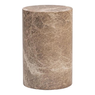 Taupe Faux Marble End Table / Pedestal Small For Sale