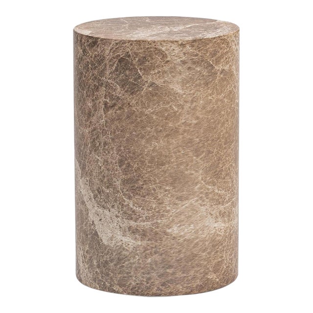 Taupe Faux Marble End Table / Pedestal Small For Sale