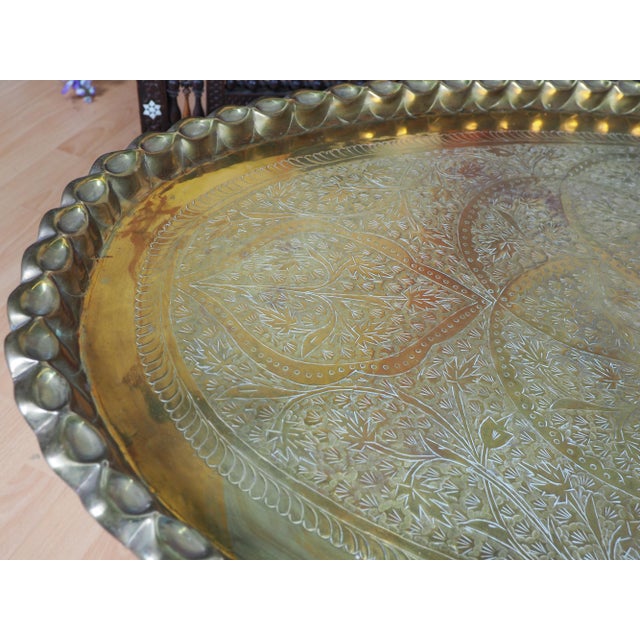 Orient Arabic Engraved Table Tray in Brass, 1950s For Sale - Image 12 of 14