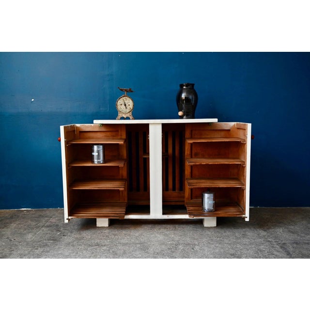 Art Deco Retro Cabinet with Painted Wooden Shelves, 1940s For Sale - Image 4 of 18