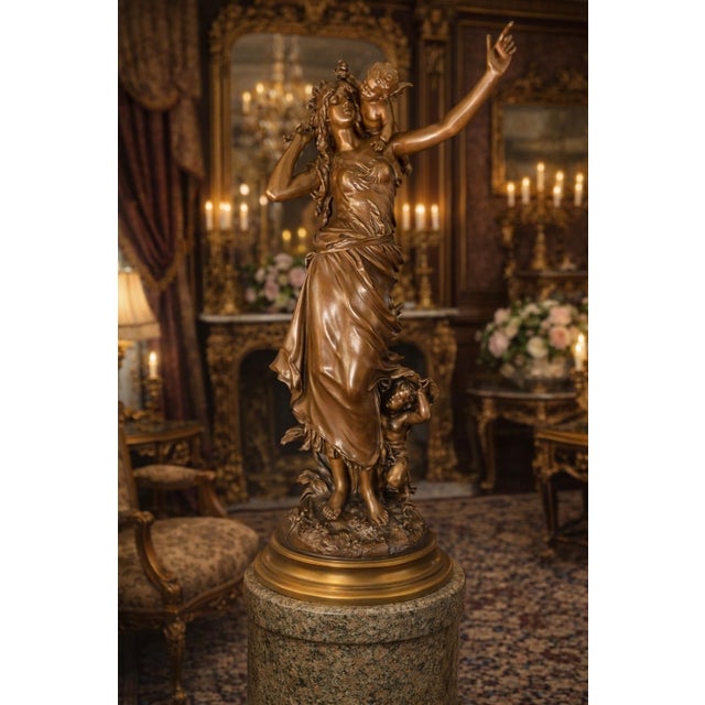 Bronze 1860 Moreau Romantic Brown Gold Bronze Sculpture For Sale - Image 8 of 10