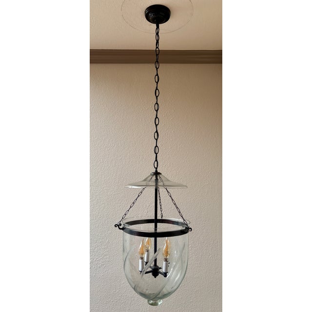 Victorian Georgian Etched Glass Bell Jar Lantern (Antique Bronze) 12" Diameter For Sale - Image 3 of 3