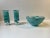 Kosta Boda Swedish Blue Atoll Art Glass Bowl & Candlesticks by Anna Ehrner for Kosta Boda, 1980s, Set of 3 For Sale - Image 4 of 9