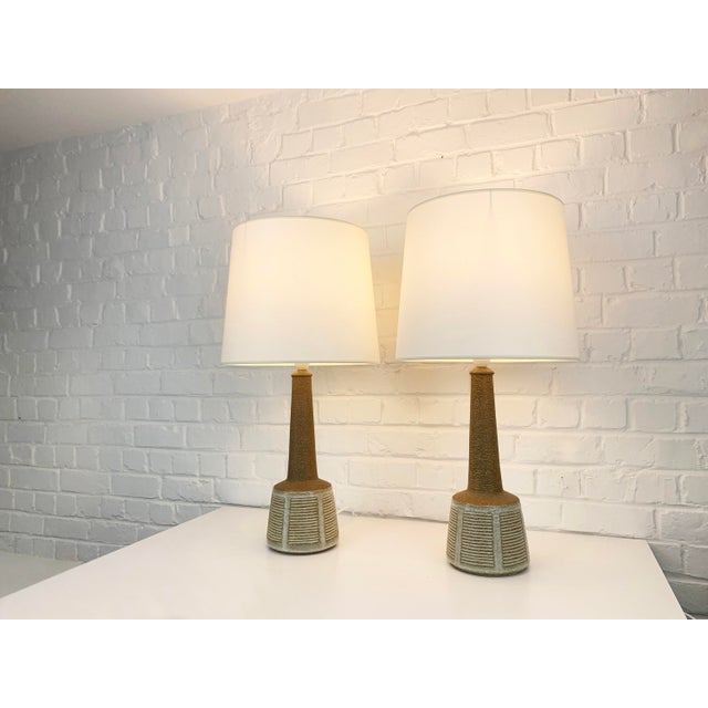 Mid-Century Modern Danish Ceramic Table Lamps by Esben Klint for Le Klint and Palshus, 1960s, Set of 2 For Sale - Image 3 of 16