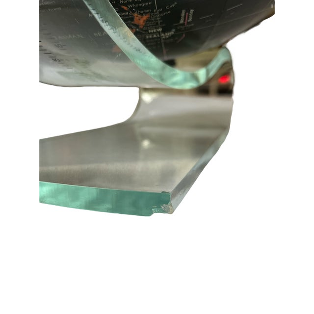 Vintage Black World Globe on Lucite Base – Illuminated Mid-Century Modern Style For Sale - Image 9 of 10