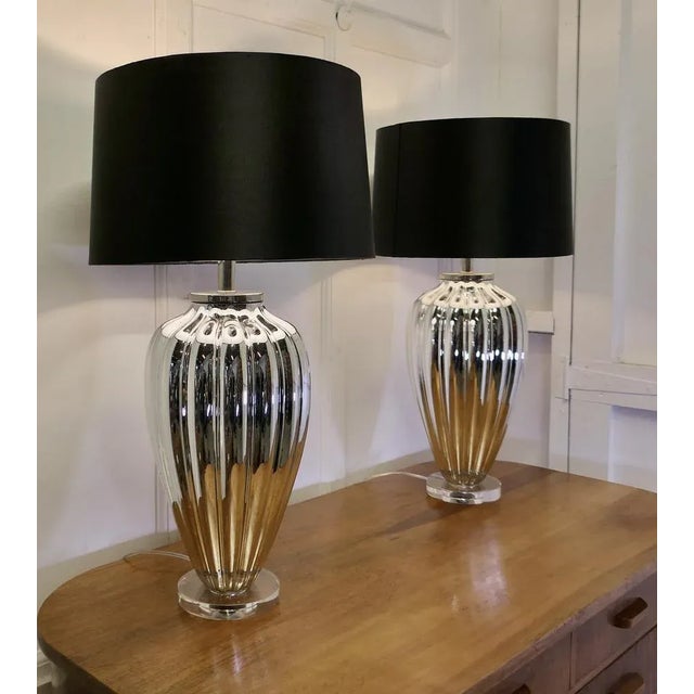 Silvered Glass Table Lamps, 1960s, Set of 2 For Sale - Image 6 of 10