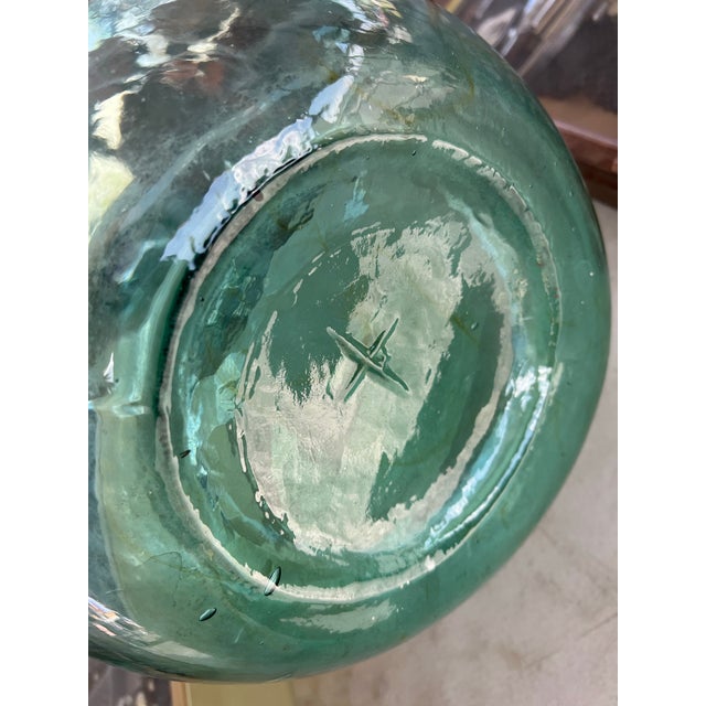 Green Vintage Large Green Demijohn Carboy Bottle v. Ayelense Moulded For Sale - Image 8 of 11
