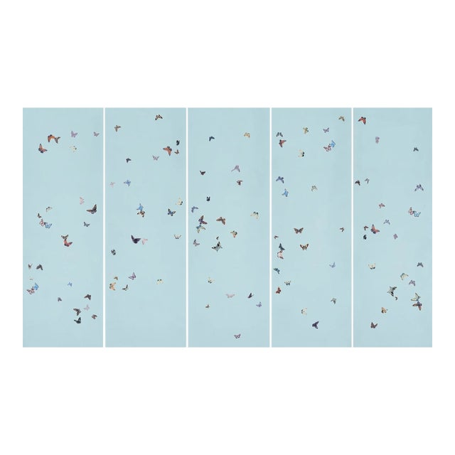 36"*96", Butterfly Wallpaper in Light Blue Ground Color For Sale