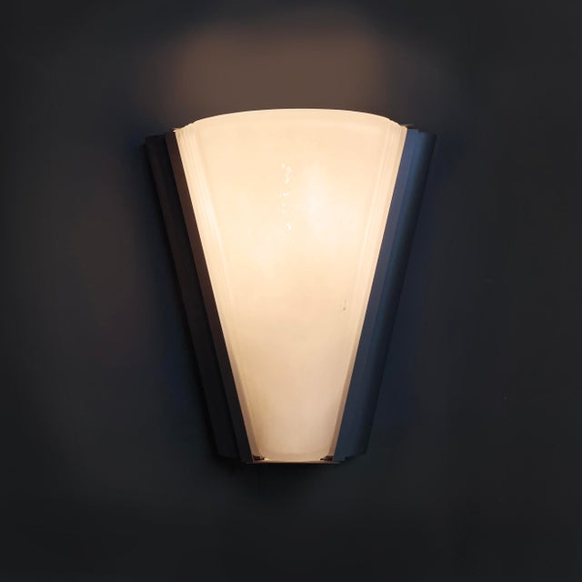 Italian Modern Opaline Glass and Metal Wall Lamps, 1980s, Set of 3 For Sale - Image 3 of 18