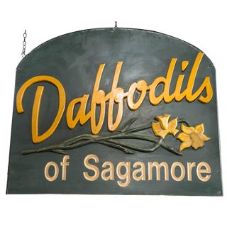 Carved Wood Advertising Sign-Daffodils For Sale