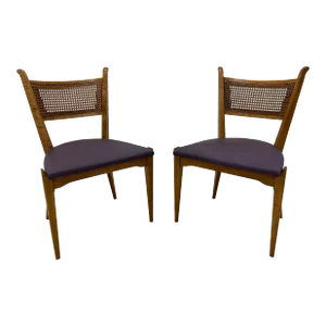 Edmund J Spence Cane Back Leather Dining or Side Chairs