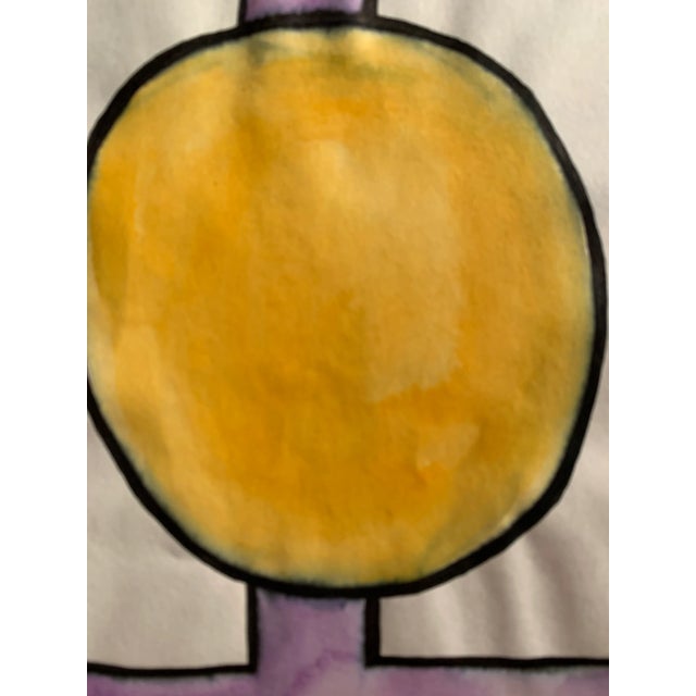 Mid Century Michael Knigin Original Painting "Abstract 2 Purple & Yellow" For Sale - Image 4 of 6