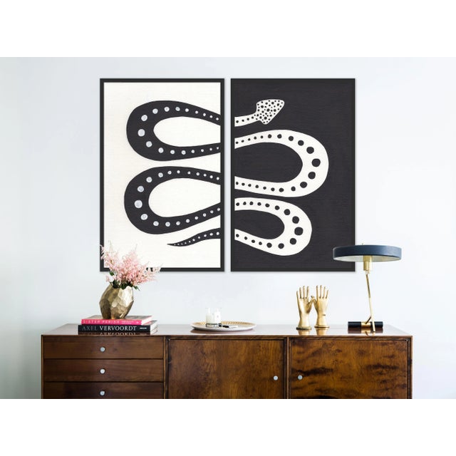 DESCRIPTION: Moon Pie Diptych by Willa Heart in Black Frame, Medium Art Print SPECIFICATIONS: Type: Framed Paper....