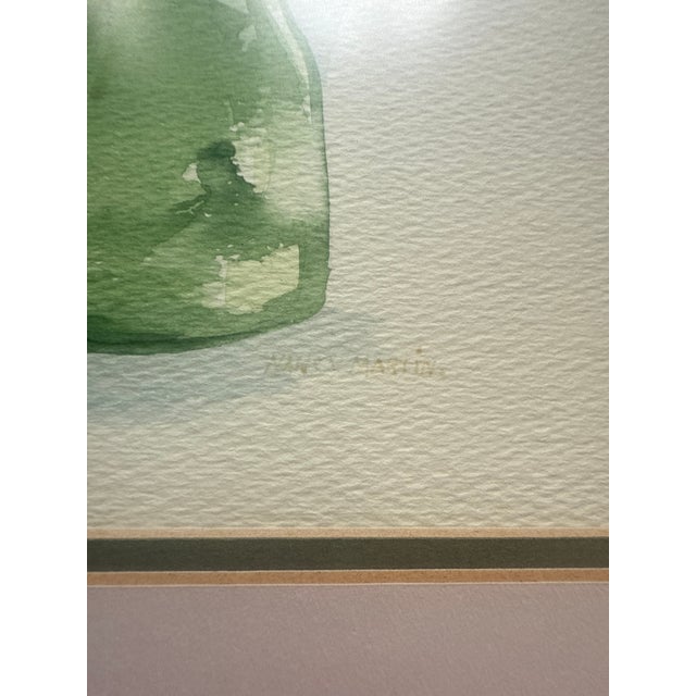 Contemporary 1970s Floral still life with green glass vase Floral Bouquet by Nancy Martin For Sale - Image 3 of 6