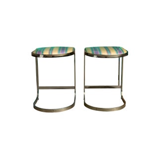 Vintage Milo Baughman Bar Stools - A Pair For Sale
