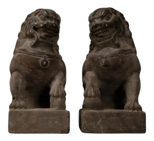 Bluestone MenDun Lion Statues - a Pair