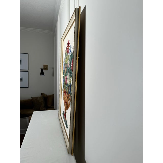 Vintage Monumental French Provincial Floral Textile Art, Multi-Color For Sale - Image 12 of 12
