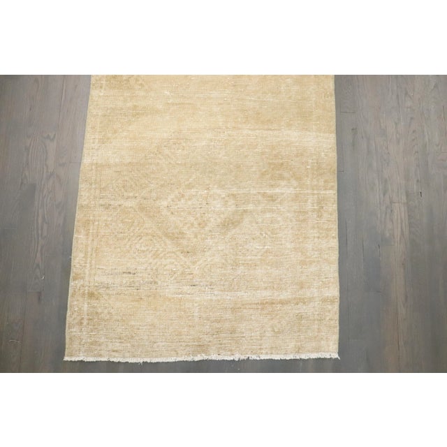 Beige Neutral Pale 20th Century Turkish Runner, 3' X 12'3'' For Sale - Image 8 of 9
