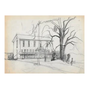 1930s Norman Kent Village Drawing