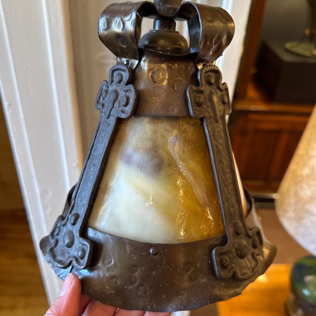 1920s Arts and Crafts Pendant Sconce For Sale - Image 10 of 11