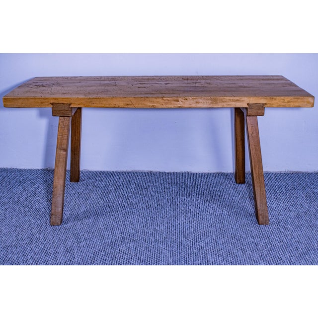 Antique Waxed Butchers Block Table, 1890s For Sale - Image 3 of 5